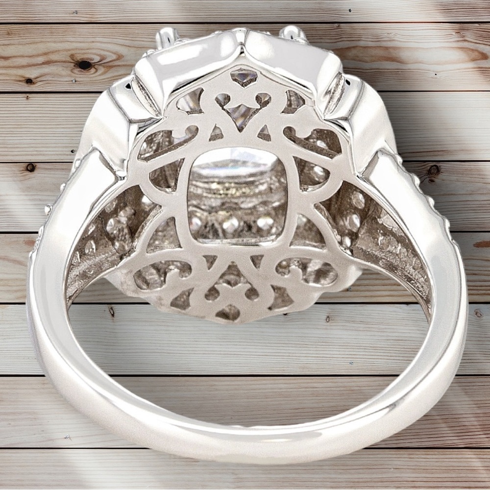 NEW Antique / Vintage / Estate Style White CZ Rhodium-Plated 925 Sterling Ring - Picture 16 of 16